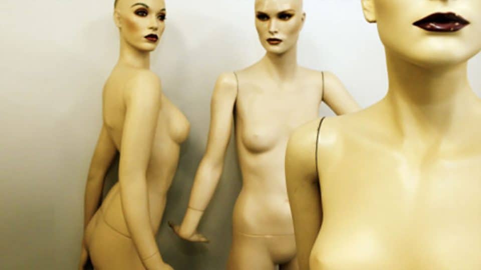 Synthetic female mannequins for display, art, or fashion show purposes, showcasing realistic design and craftsmanship at Andrew von Gregor collection.